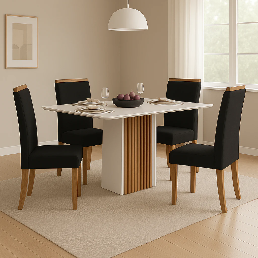 Conjunto de Mesa de Jantar Cris Picolla 136X90 com 4 Cadeiras Livia Sonetto - Image 4