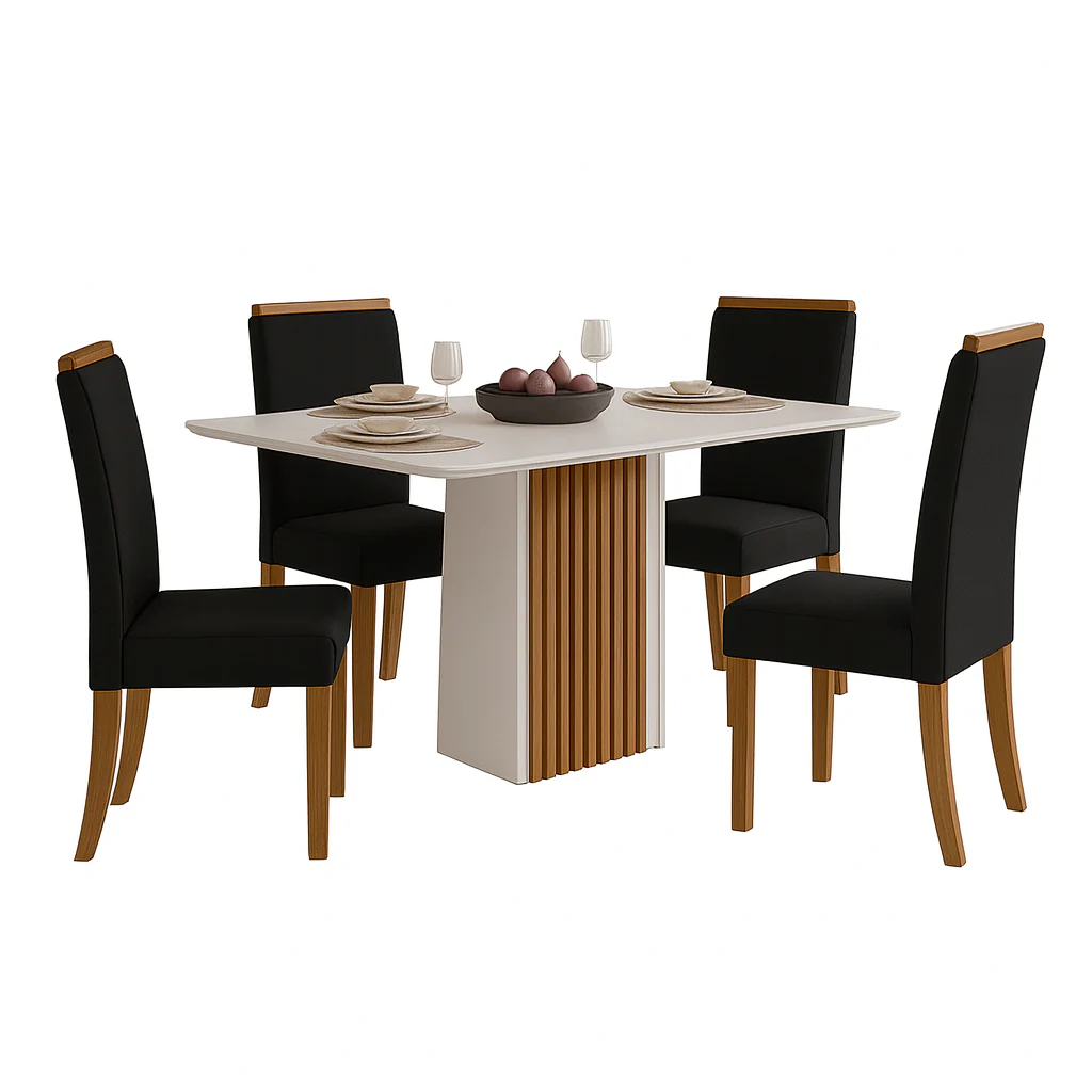 Conjunto de Mesa de Jantar Cris Picolla 136X90 com 4 Cadeiras Livia Sonetto - Image 5