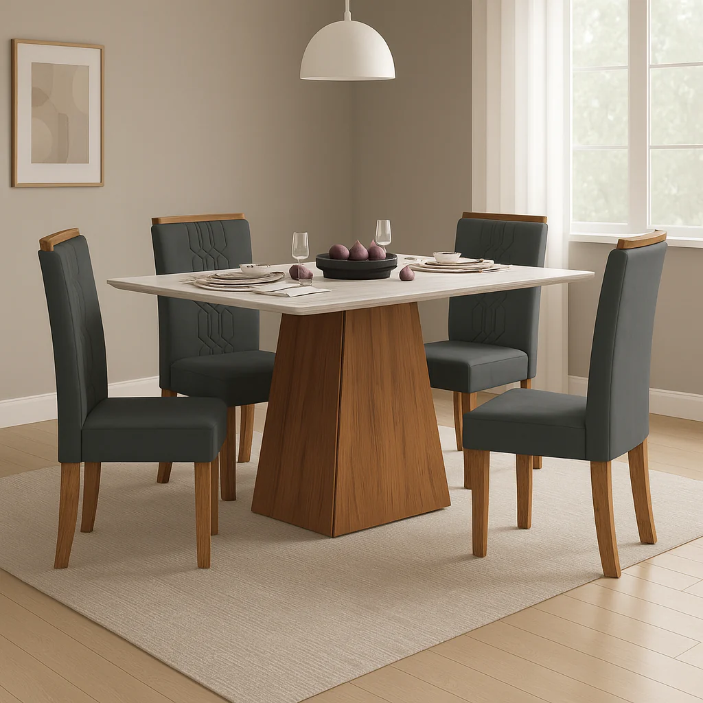 Conjunto de Mesa de Jantar Dulce 120x90 com 4 Cadeiras Zoe Dj Móveis - Image 5