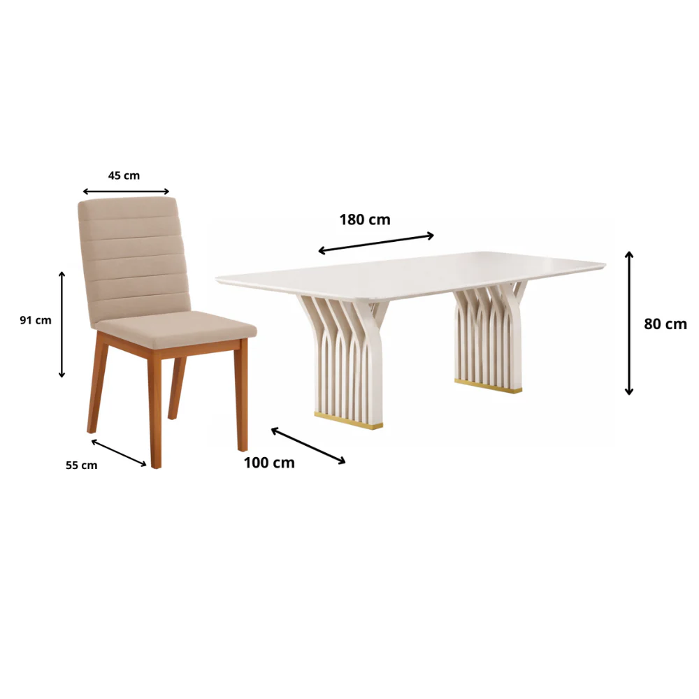 Conjunto De Mesa Yara Com 6 Cadeiras Sofia Dj Móveis - Image 5
