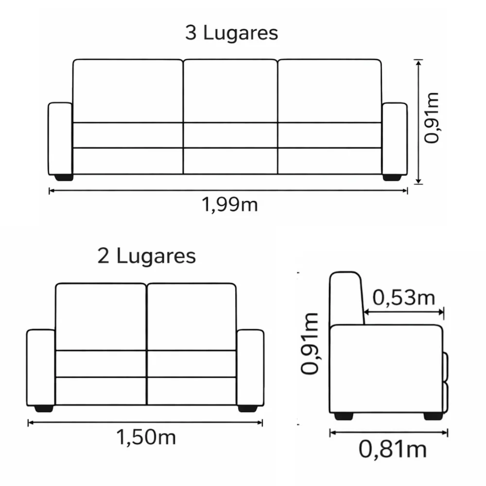 Conjunto de Sofás 3 e 2 Lugares Berlim Masterflex - Image 9