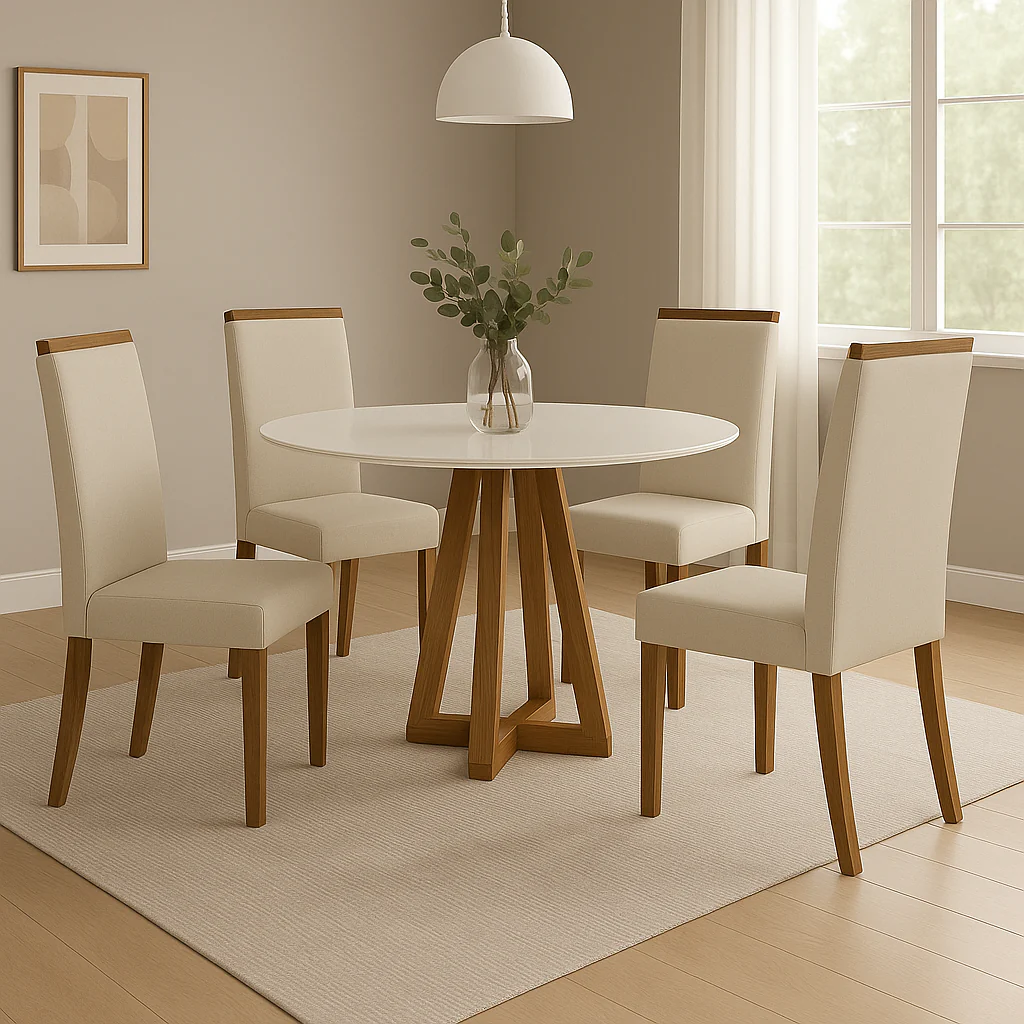Conjunto Mesa de Jantar 90cm Redonda com 4 Cadeiras Livia Sonetto - Image 5