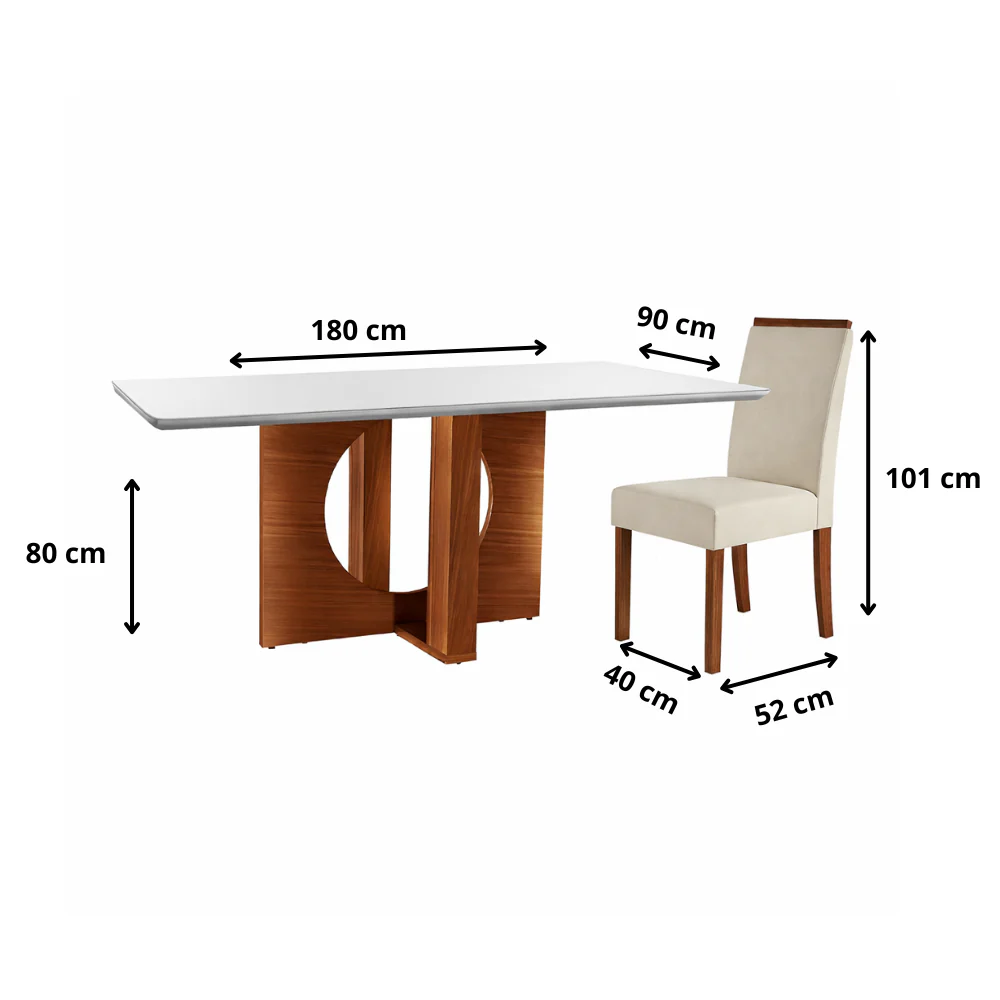 Conjunto Mesa De Jantar Frisa Dj Móveis Com 4 Cadeiras Livia Sonetto - Image 4