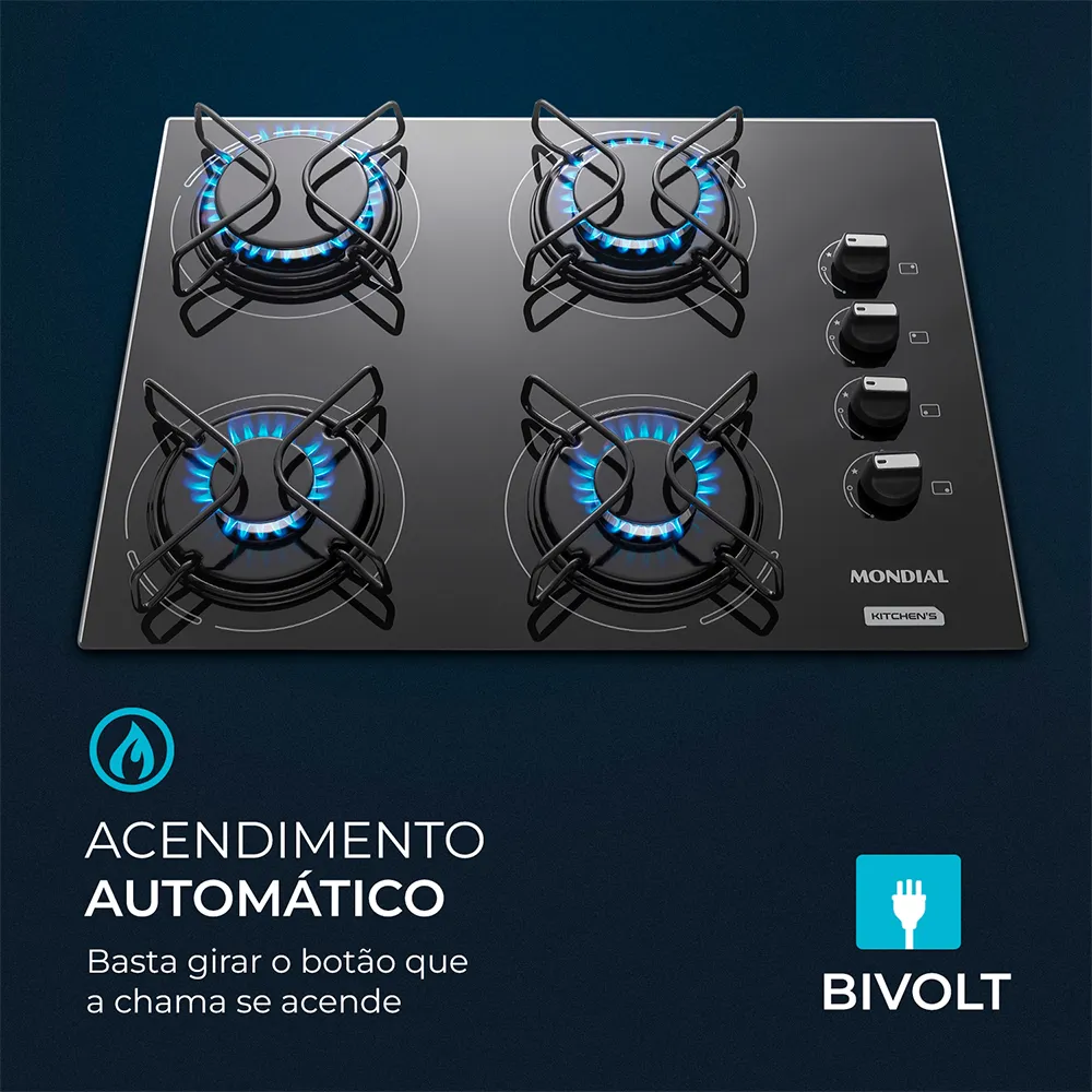 Cooktop a Gás 4 Bocas Mondial CTG-01 - Image 4