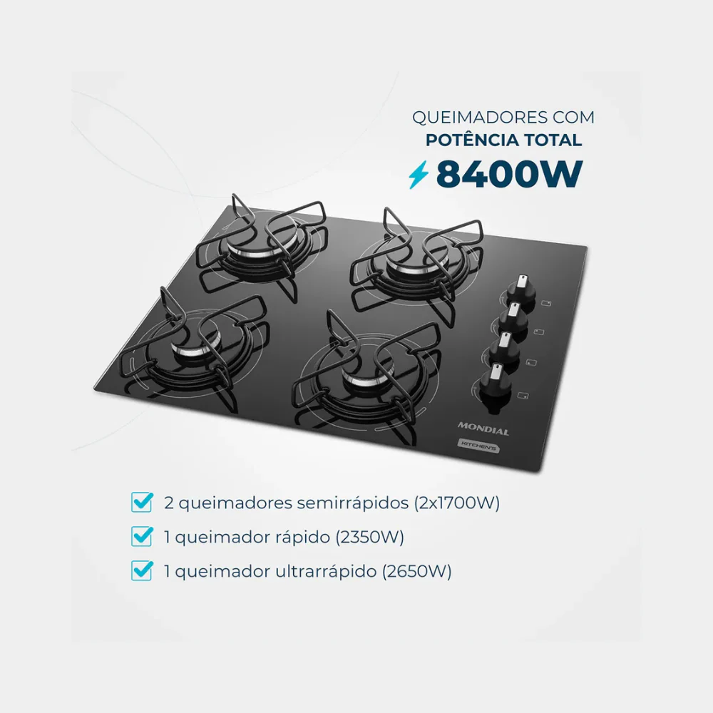 Cooktop a Gás 4 Bocas Mondial CTG-01 - Image 5
