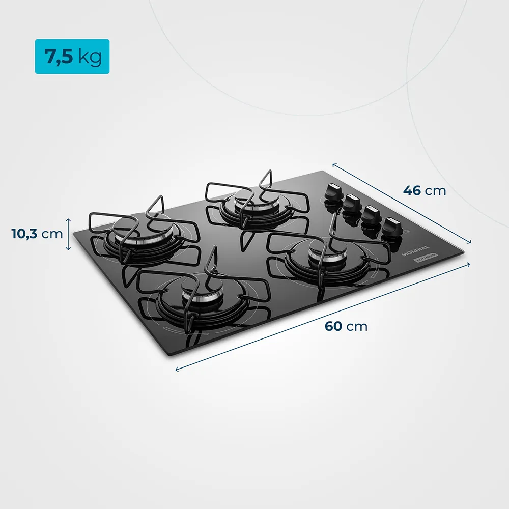 Cooktop a Gás 4 Bocas Mondial CTG-01 - Image 6