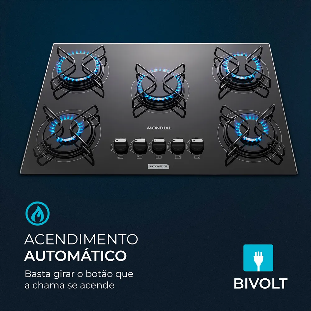 Cooktop a Gás 5 Bocas Mondial CTG-02 - Image 3