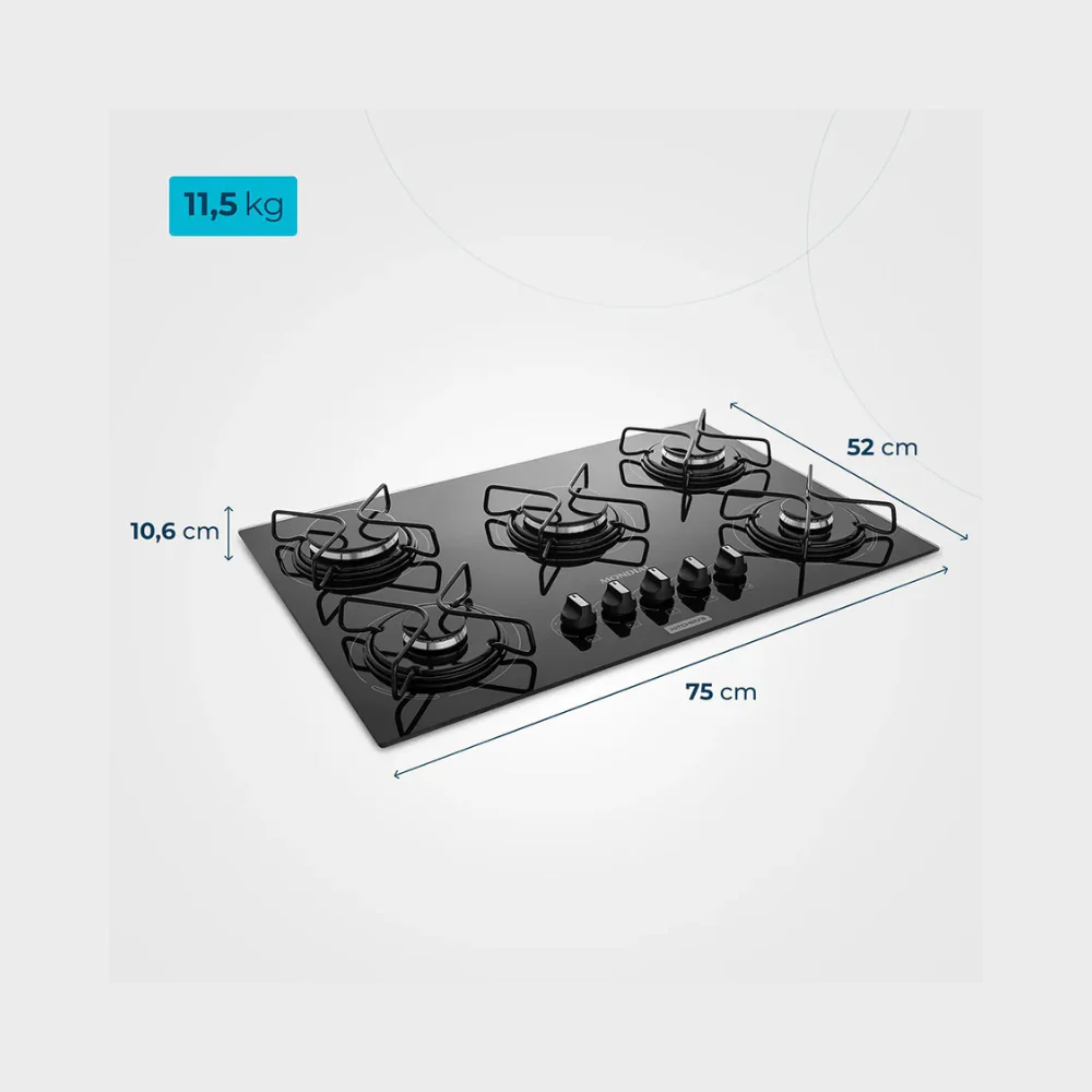 Cooktop a Gás 5 Bocas Mondial CTG-02 - Image 6