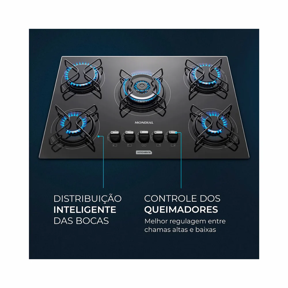 Cooktop a Gás 5 Bocas Tripla Chama Mondial CTG-03 - Image 3