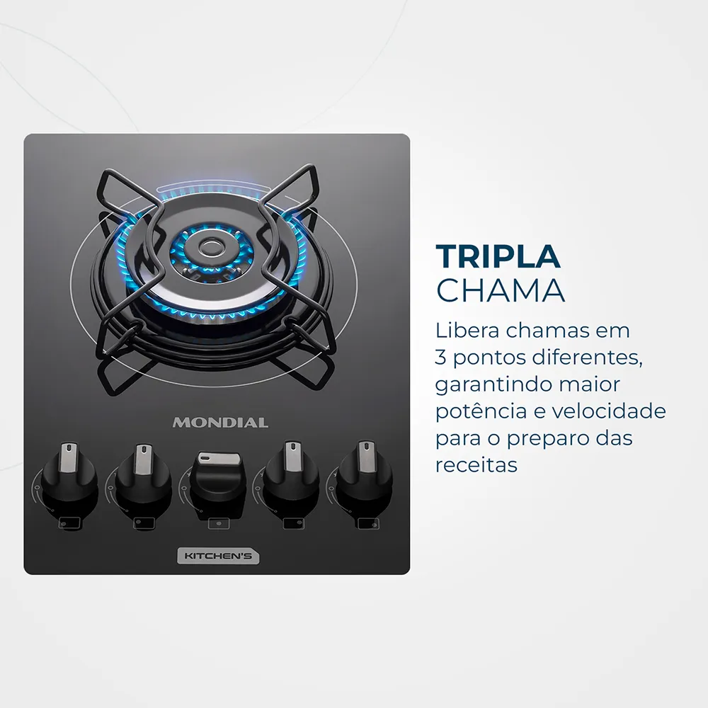 Cooktop a Gás 5 Bocas Tripla Chama Mondial CTG-03 - Image 4