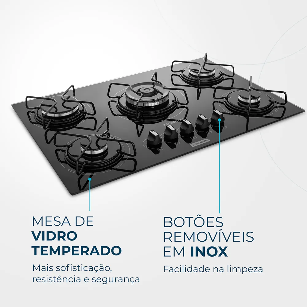 Cooktop a Gás 5 Bocas Tripla Chama Mondial CTG-03 - Image 5