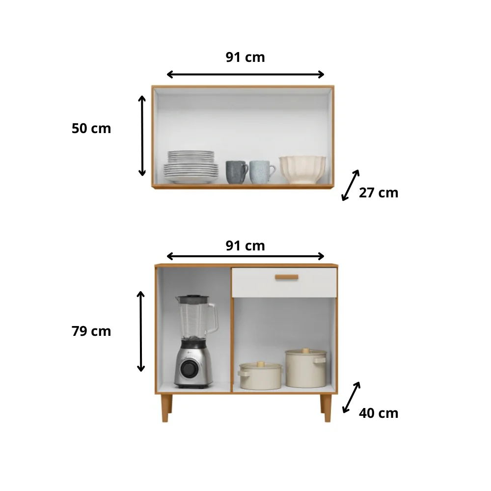 Cozinha Compacta Balcão e Armário Aéreo Ester Poliman Móveis - Image 4