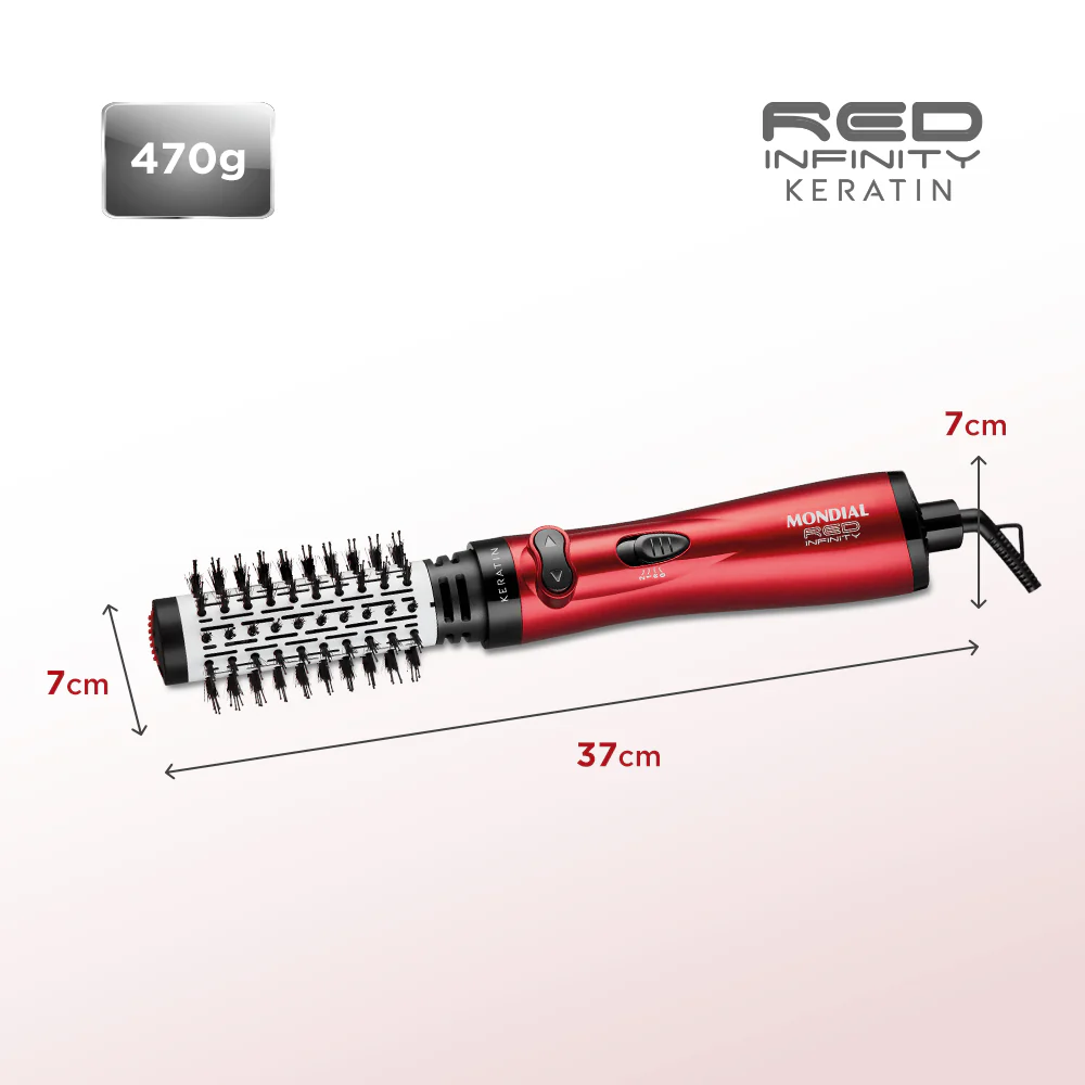 Escova Rotativa Infinity Keratin Mondial Vermelho ER-11-KR - Image 6