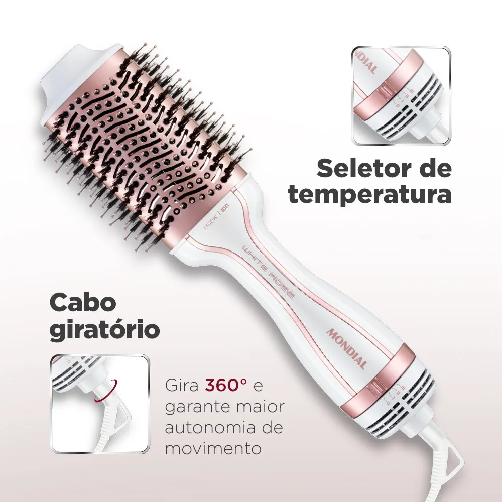 Escova Secadora Mondial Branco e Rose Gold 1300W ES-50 - Image 4