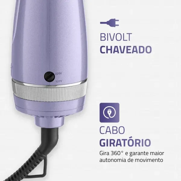 Escova Secadora Space Shine BIVOLT 1300W ES-21 Lilás Mondial - Image 5