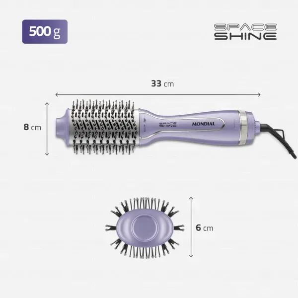 Escova Secadora Space Shine BIVOLT 1300W ES-21 Lilás Mondial - Image 7