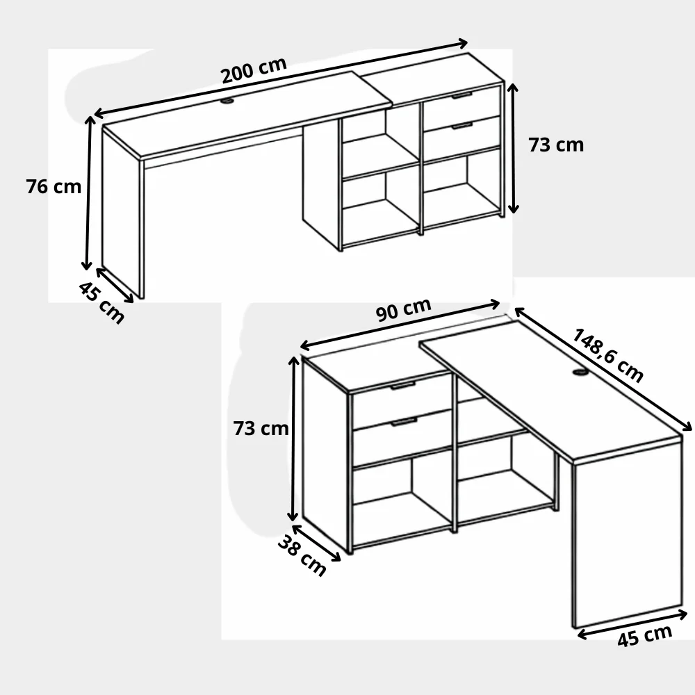 Escrivaninha 2 Gavetas 3 Nichos Office NT2060 Notável Móveis - Image 11