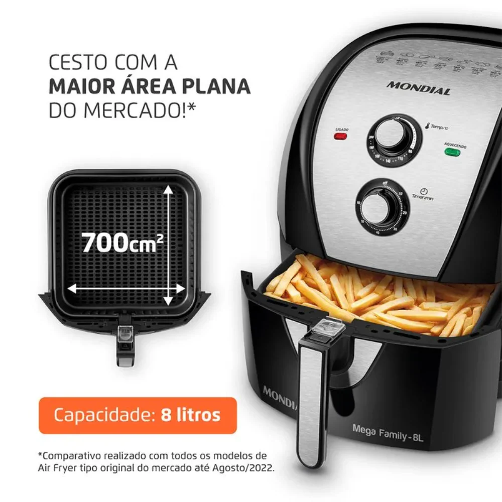 Fritadeira Elétrica Air Fryer 8L Mega Family AFN-80-BI Mondial - Image 7