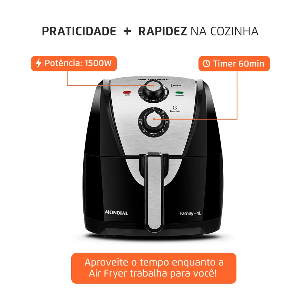 Fritadeira Sem Óleo Air Fryer 4 Litros AFN-40-BI Mondial - Image 7