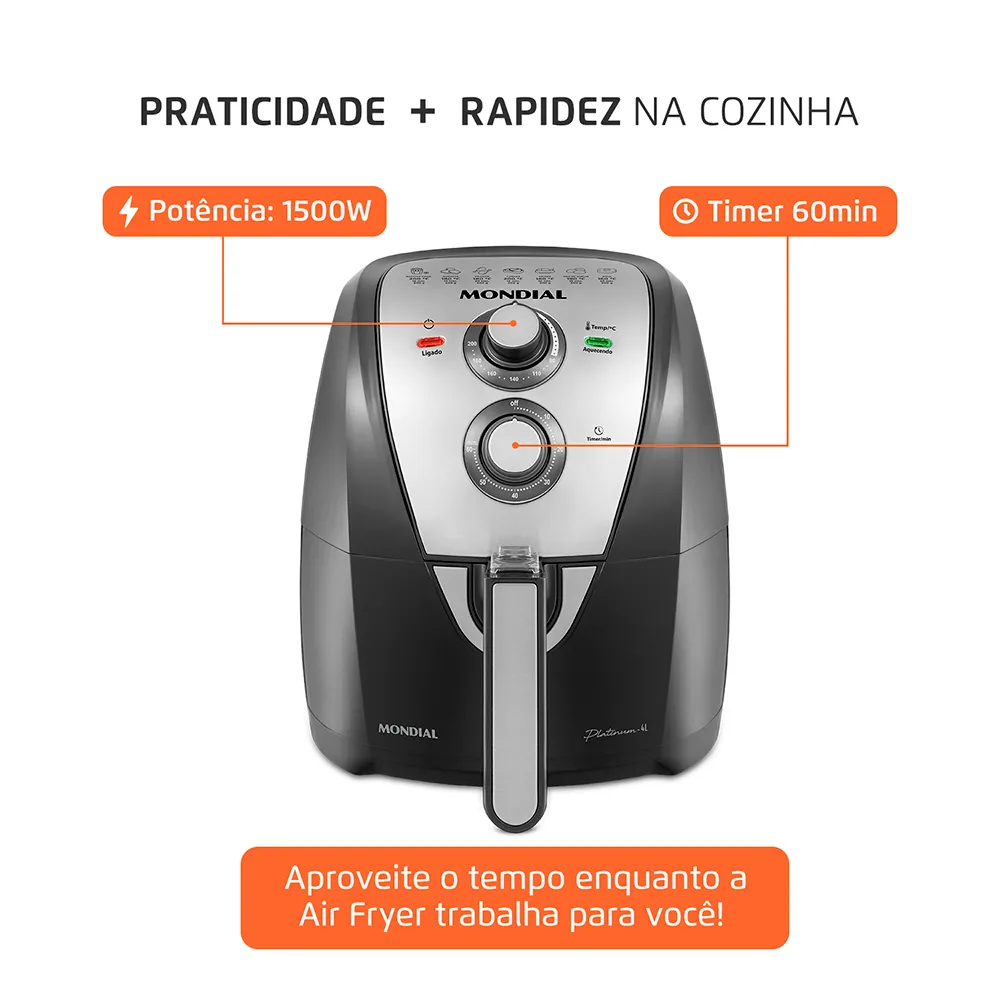 Fritadeira Sem Óleo Air Fryer 4L Mondial AFN-40-PI - Image 7