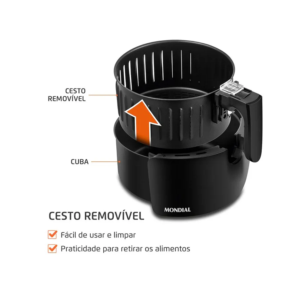 Fritadeira Sem Óleo Air Fryer Pratic 3,6L Mondial AF-36-BI - Image 4