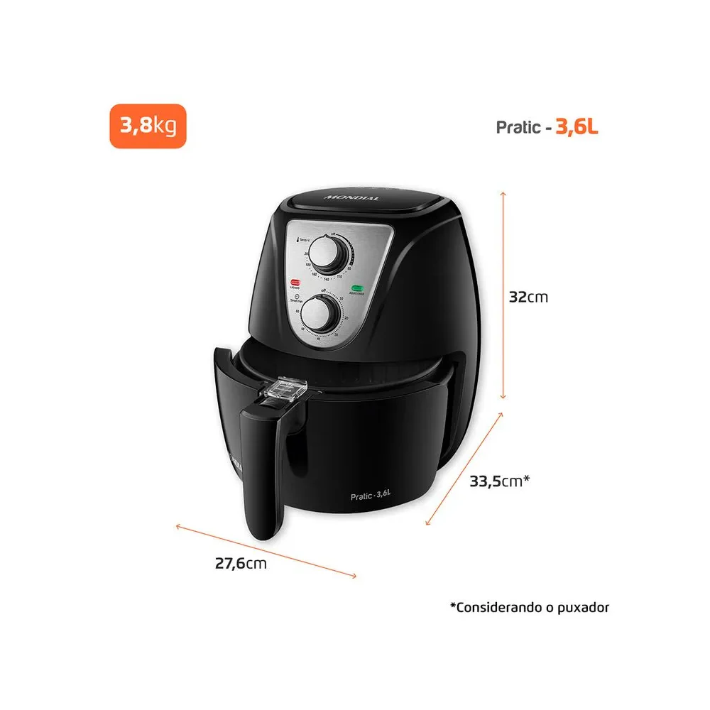 Fritadeira Sem Óleo Air Fryer Pratic 3,6L Mondial AF-36-BI - Image 8