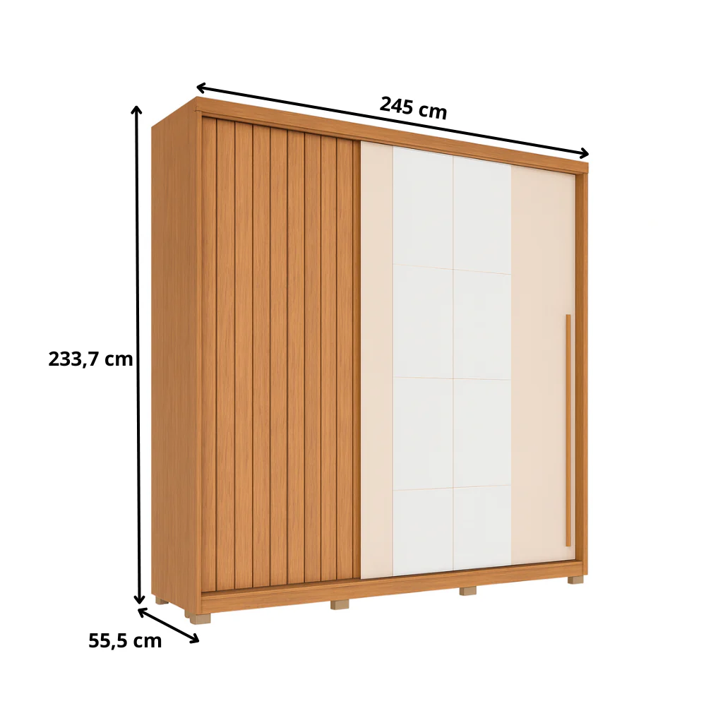 Guarda Roupa Casal 2 Portas de Correr com Espelho e 4 Gavetas 2.4 Flex Moviment Caemmun - Image 4