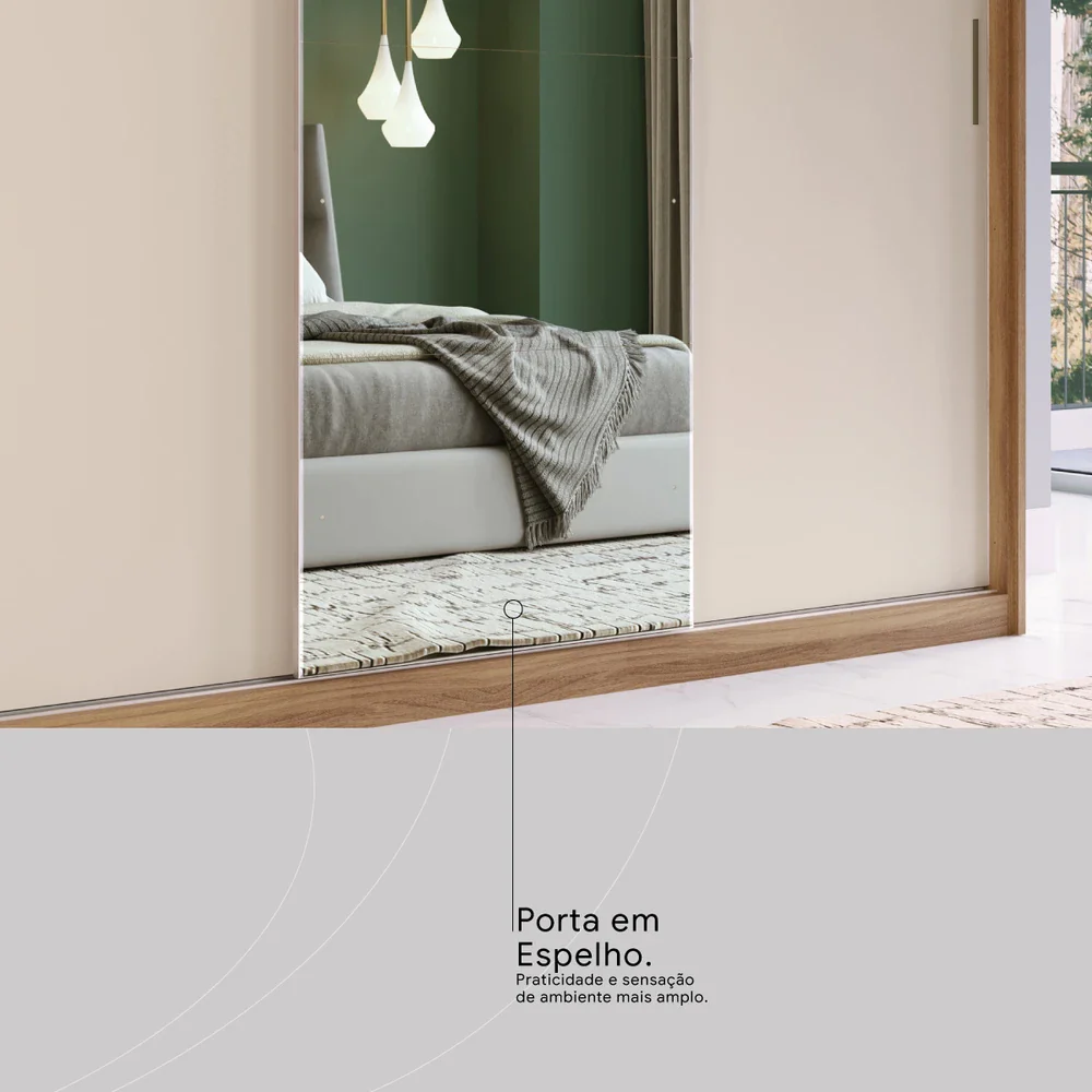 Guarda Roupa Casal 3 Portas 4 Gavetas com Espelho Dalila Demóbile - Image 3