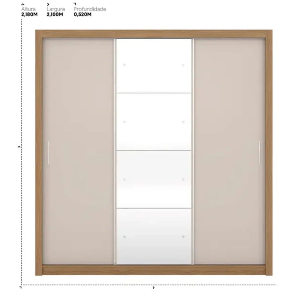 Guarda Roupa Casal 3 Portas 4 Gavetas com Espelho Dalila Demóbile - Image 8