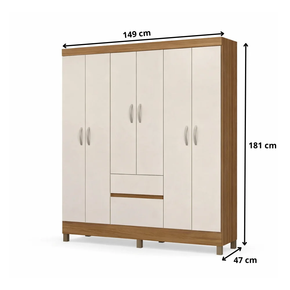 Guarda-Roupa Casal 6 Portas 2 Gavetas Flash Demóbile - Image 11