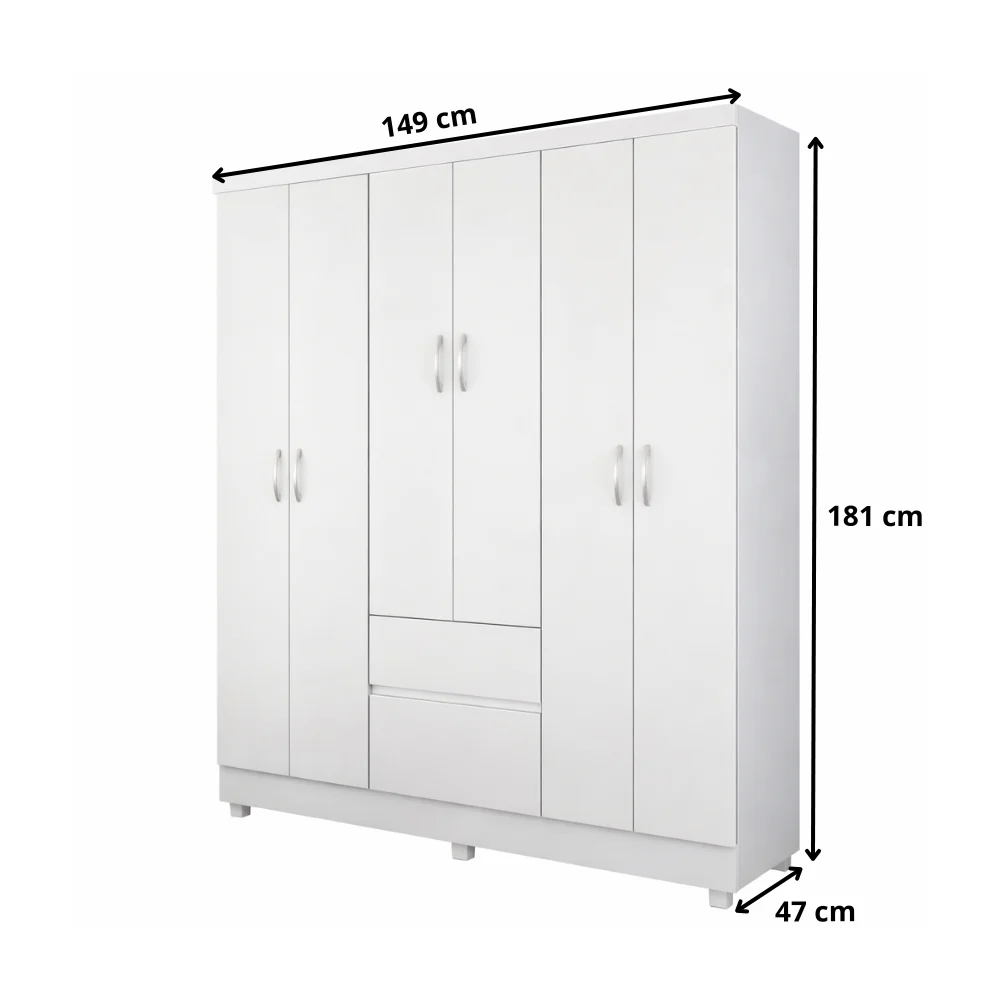 Guarda-Roupa Casal 6 Portas 2 Gavetas Flash Demóbile - Image 7