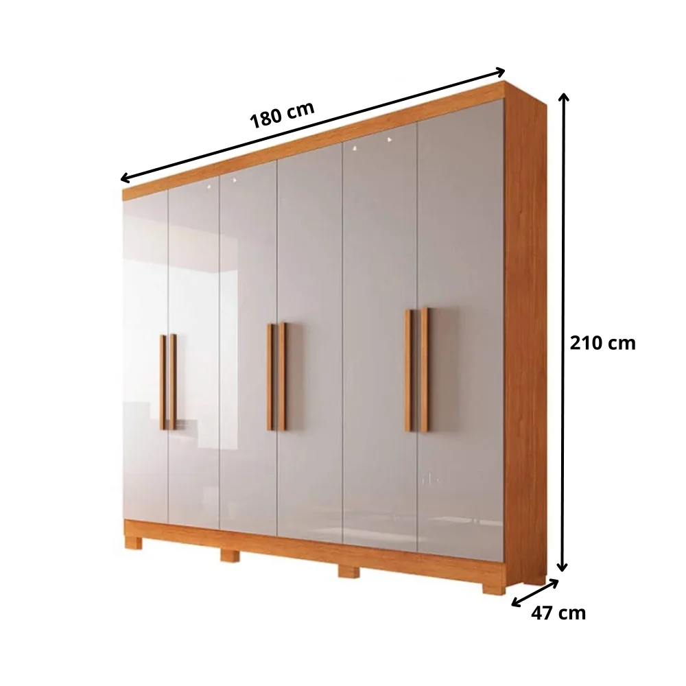 Guarda Roupa Casal 6 Portas 2 Gavetas Sergipe Bianchi - Image 4