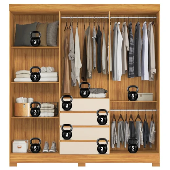 Guarda-roupa Casal 6 Portas 4 Gavetas com Espelho Ópera Demóbile - Image 6