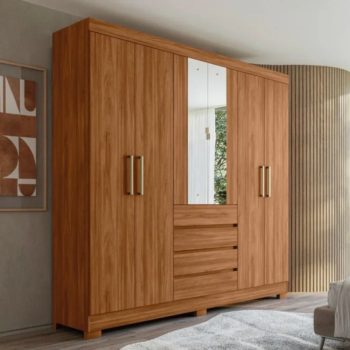 Guarda-roupa Casal 6 Portas 4 Gavetas com Espelho Ópera Demóbile - Image 8