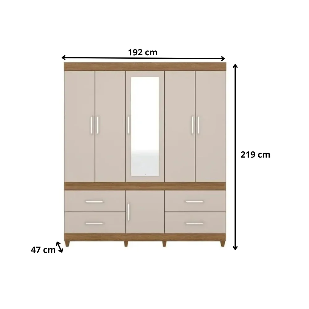 Guarda Roupa Casal 6 Portas 4 Gavetas Guarujá Demóbile - Image 4