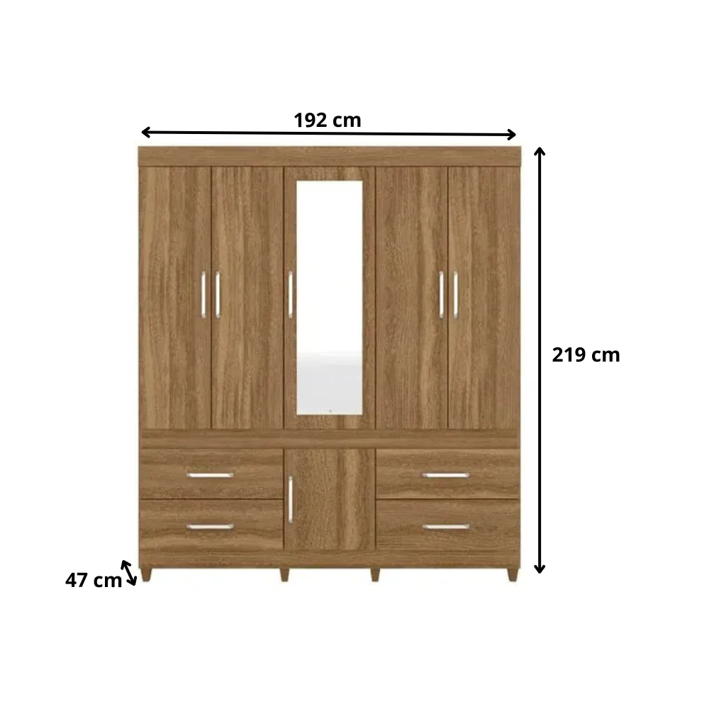 Guarda Roupa Casal 6 Portas 4 Gavetas Guarujá Demóbile - Image 8