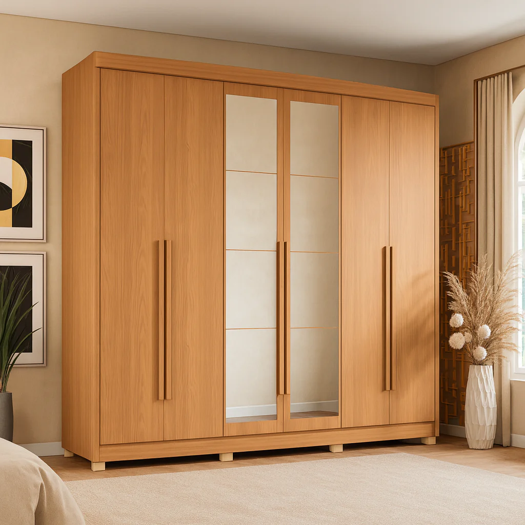 Guarda-Roupa Casal 6 Portas com Espelho 6 Gavetas CB01N566 Kappesberg