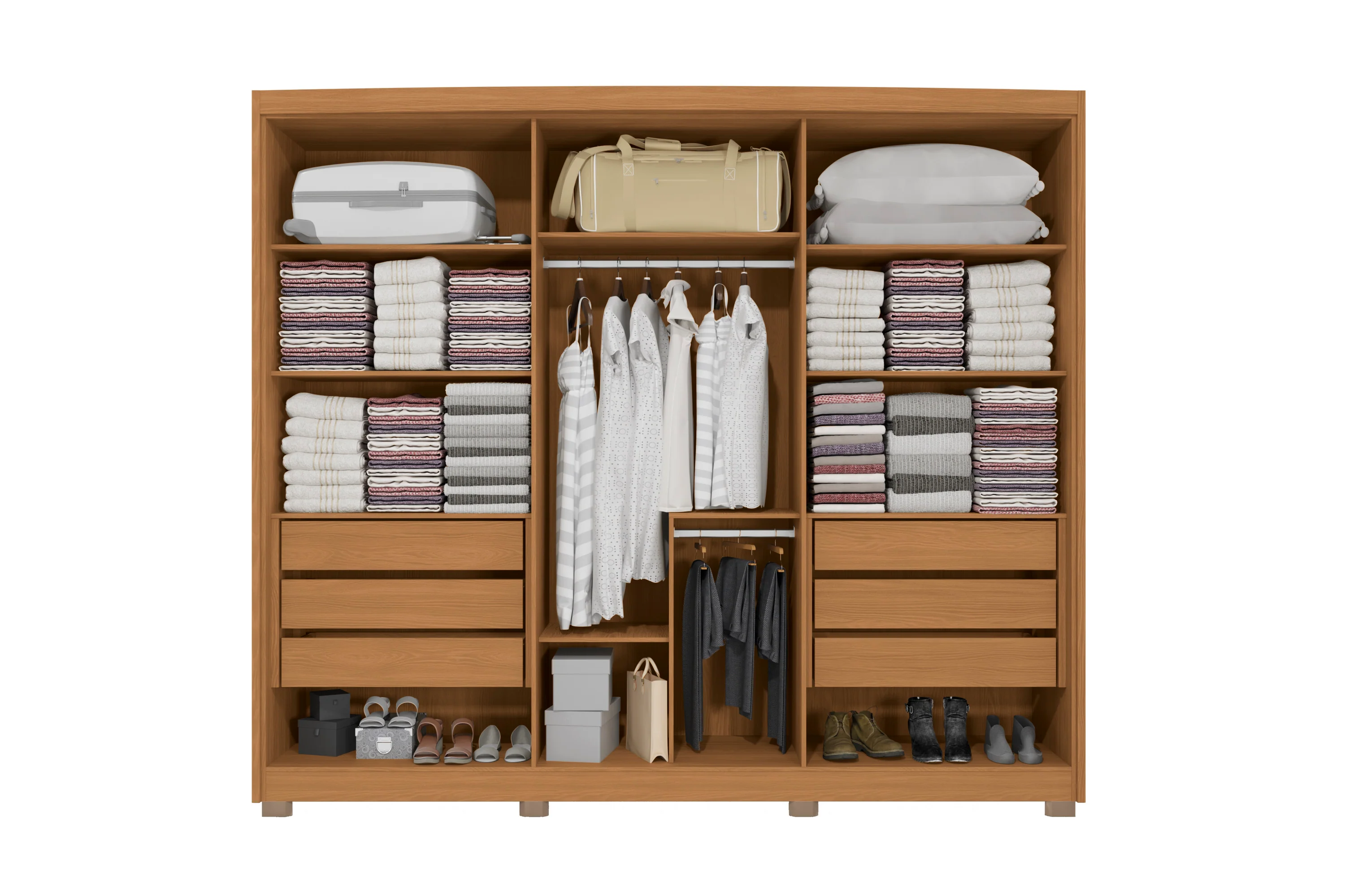 Guarda-Roupa Casal 6 Portas com Espelho 6 Gavetas CB01N566 Kappesberg - Image 3