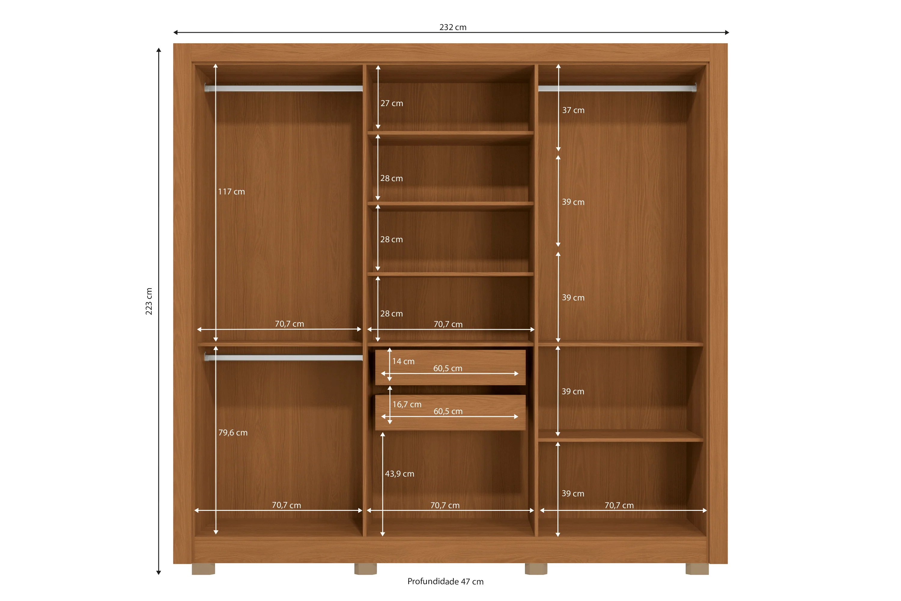 Guarda-Roupa Casal 6 Portas e 2 Gavetas CB02M569 Kappesberg - Image 4