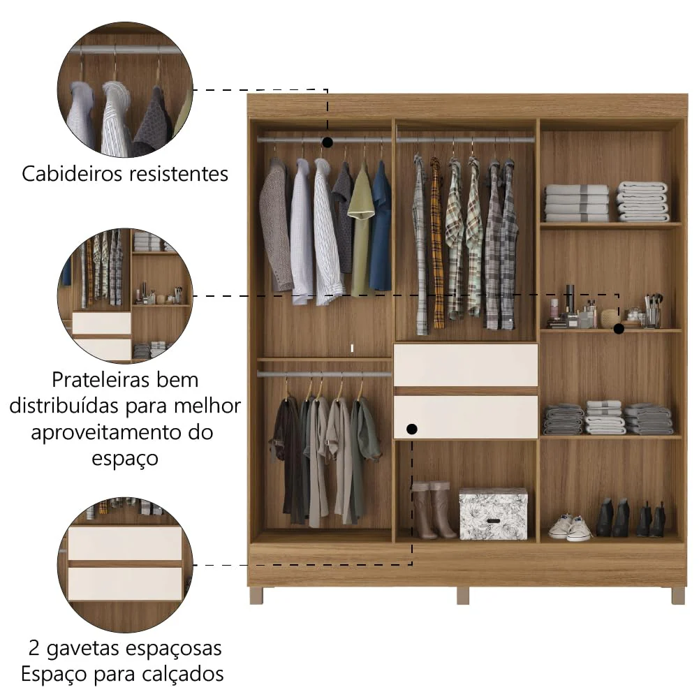 Guarda Roupa Casal 8 Portas 2 Gavetas Munique Demóbile - Image 7