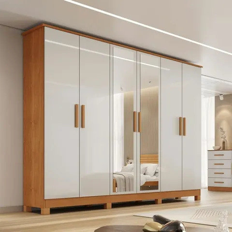 Guarda Roupa Casal com Espelho 6 Portas 4 Gavetas MDF Nina Bianchi - Image 4