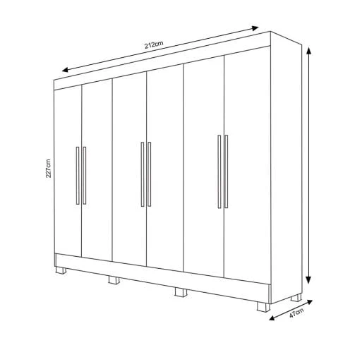 Guarda Roupa Casal com Espelho 6 Portas 4 Gavetas MDF Nina Bianchi - Image 8