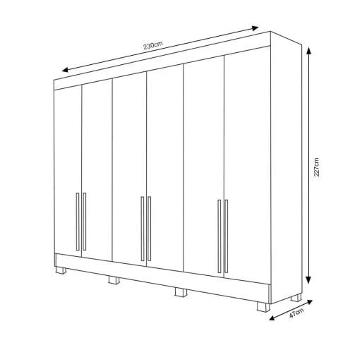 Guarda-Roupa Casal Em MDF 6 Portas 6 Gavetas Bianca Bianchi - Image 10