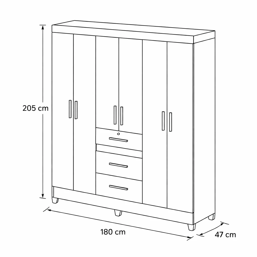 Guarda-Roupa Casal Itatiba 6 Portas 3 Gavetas Moval - Image 7