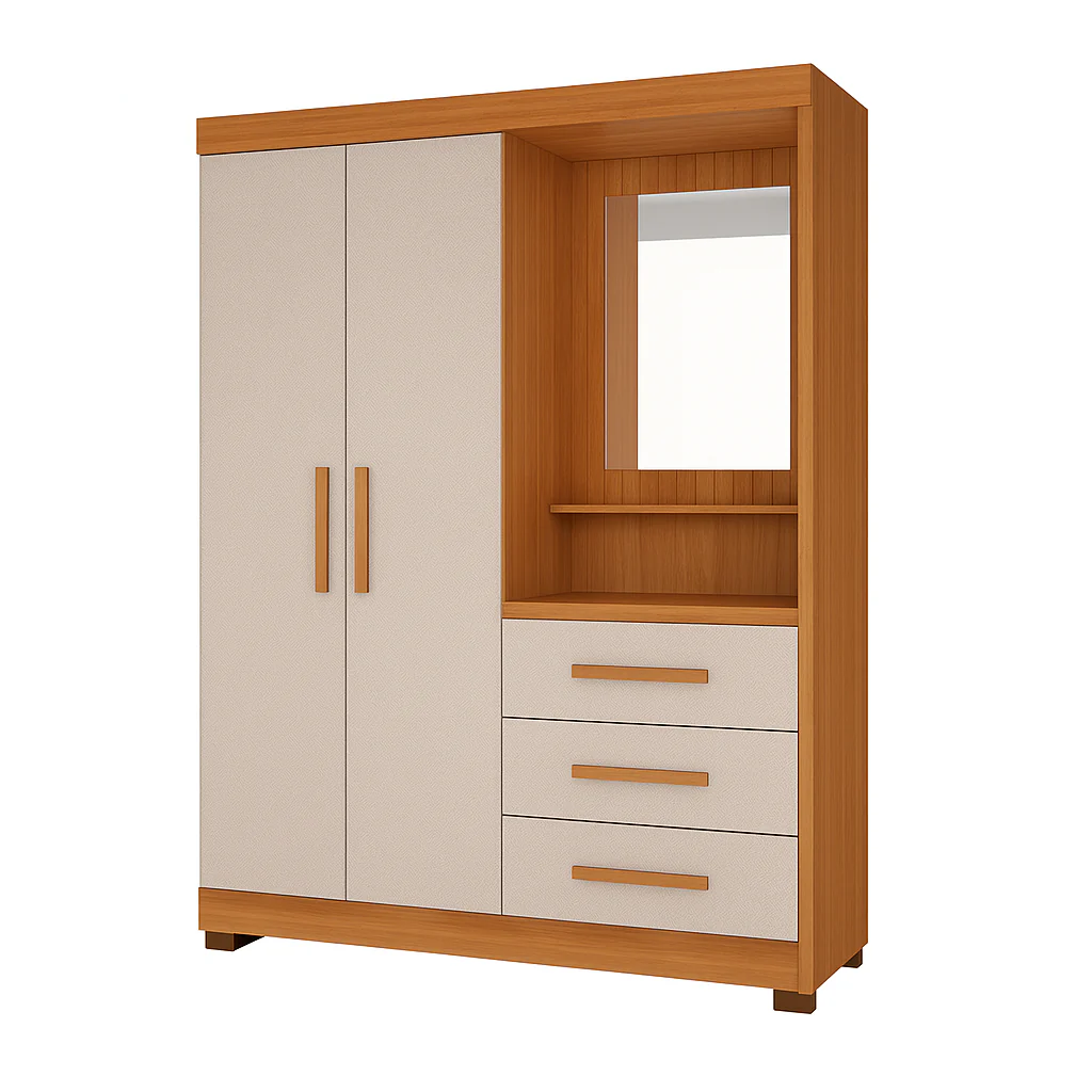 Guarda Roupa Solteiro 2 Portas 3 Gavetas Flex NT6020 Nótável Móveis - Image 2
