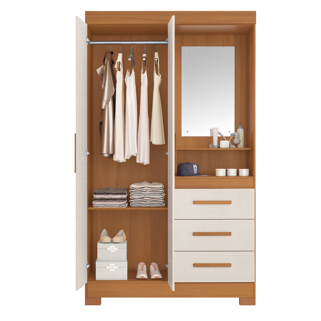 Guarda Roupa Solteiro 2 Portas 3 Gavetas Flex NT6020 Nótável Móveis - Image 3
