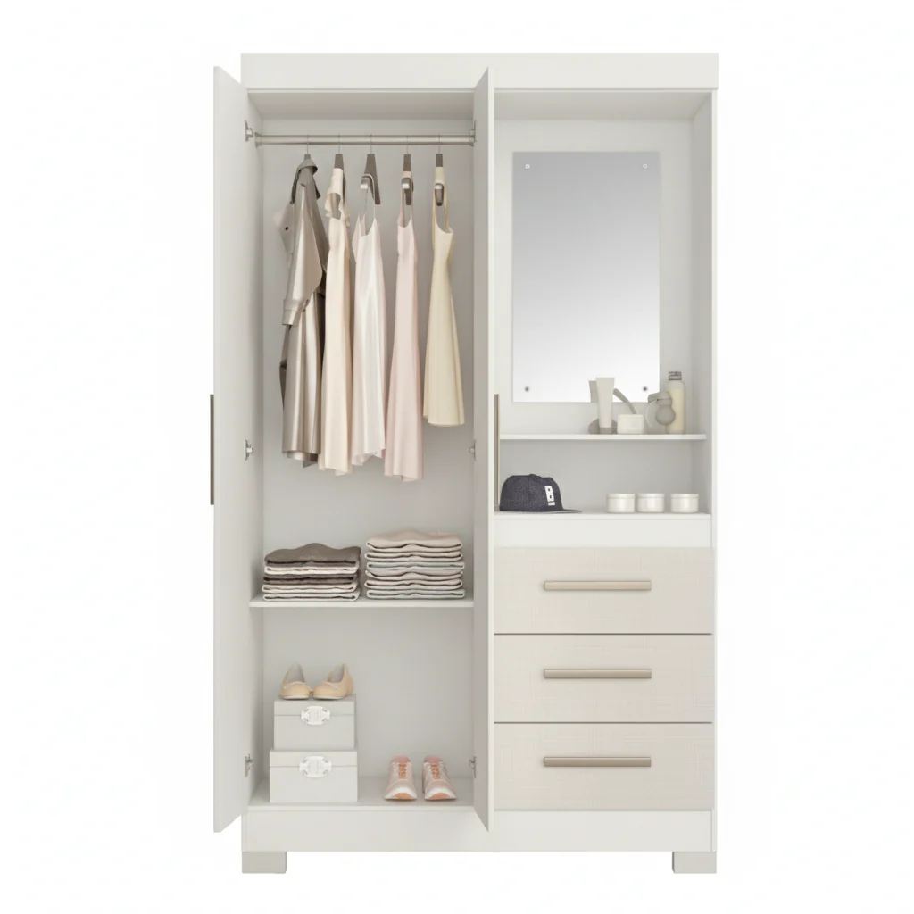 Guarda Roupa Solteiro 2 Portas 3 Gavetas Flex NT6020 Nótável Móveis - Image 7