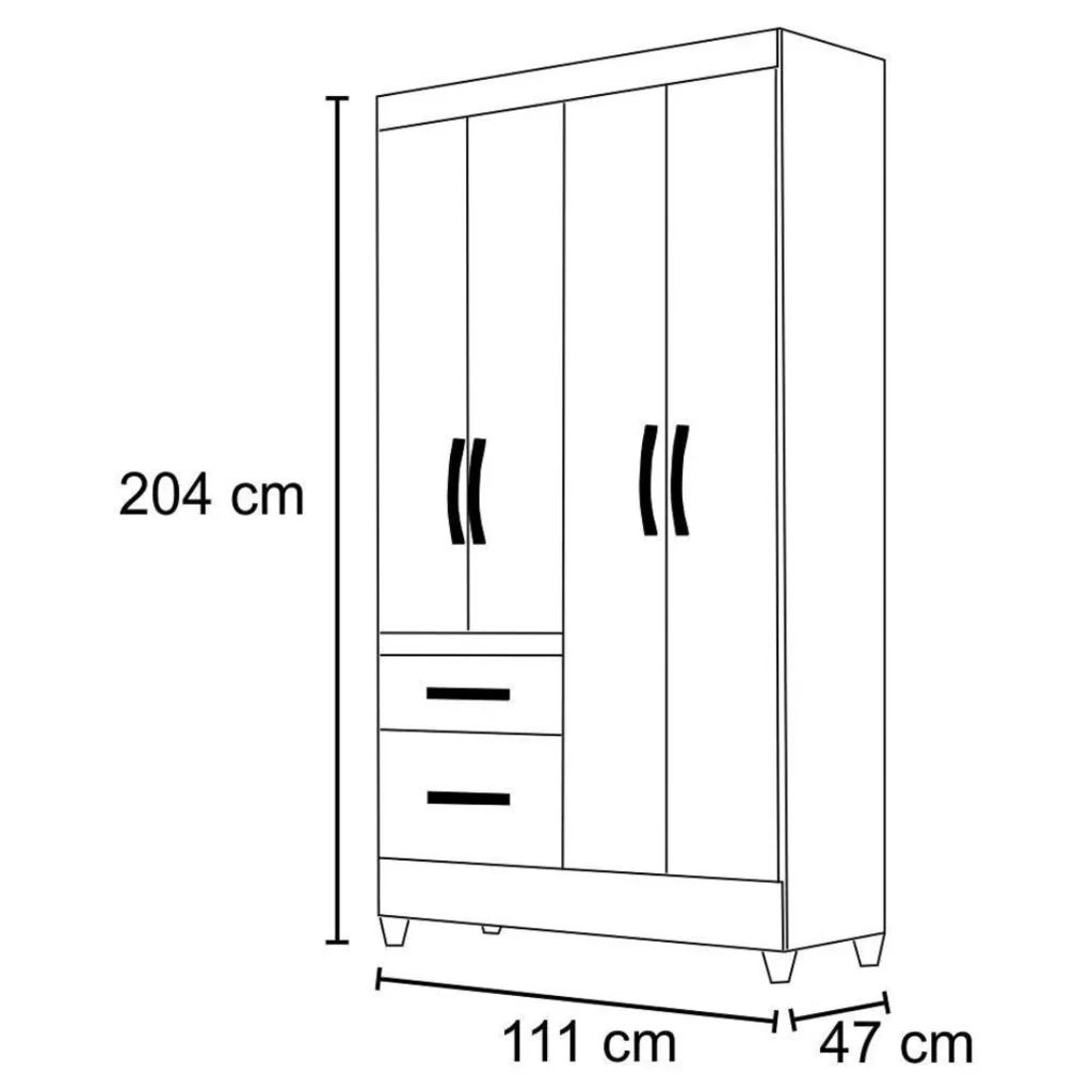 Guarda-Roupa Solteiro 4 Portas 2 Gavetas Madri Moval - Image 10