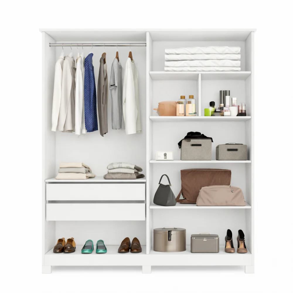 Guarda-Roupa Solteiro 4 Portas 2 Gavetas MDF Nina Bianchi - Image 3
