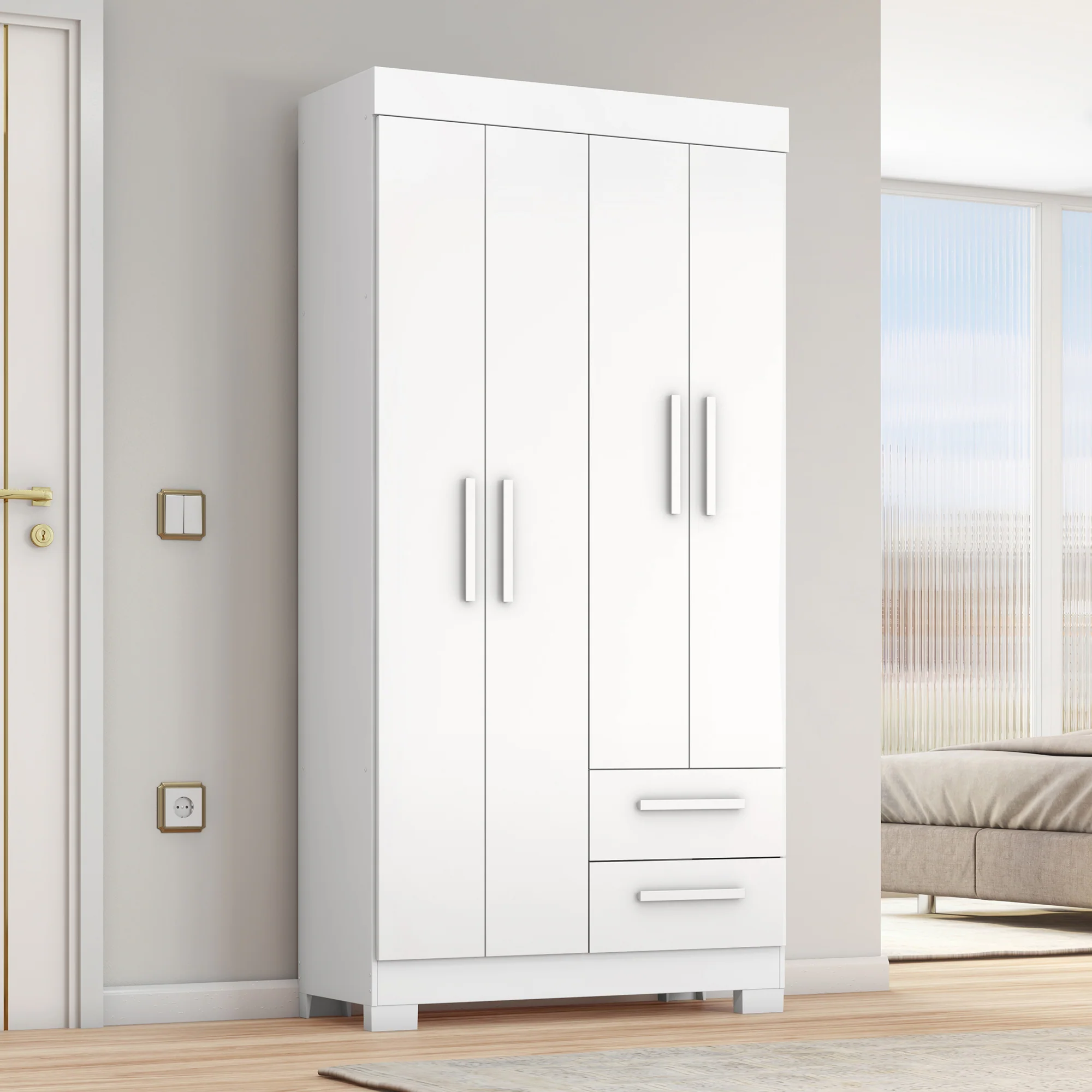 Guarda-Roupa Solteiro 4 Portas 2 Gavetas Nt6010 Notável Móveis